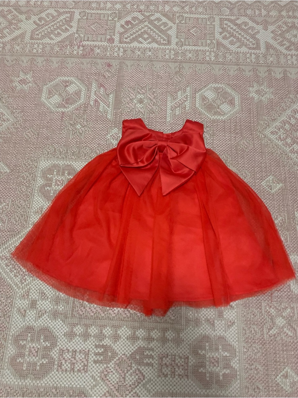 Elegant Red Bow Tulle Kids Dress
